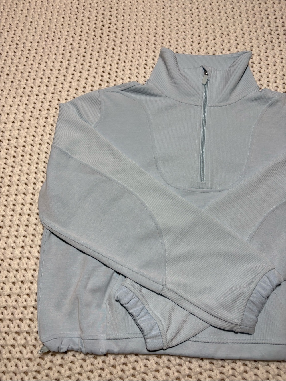 lululemon powder blue brushed Softstreme ribbed half zip size 6 - Picture 2 of 14